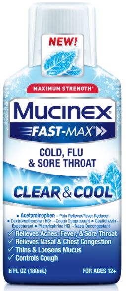 MUCINEX® FAST-MAX® Clear & Cool Adult Liquid - Cold, Flu & Sore Throat (Discontinued)